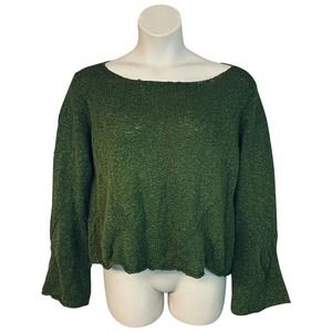 EILEEN FISHER GREEN KNITTED COTTON SWEATER M